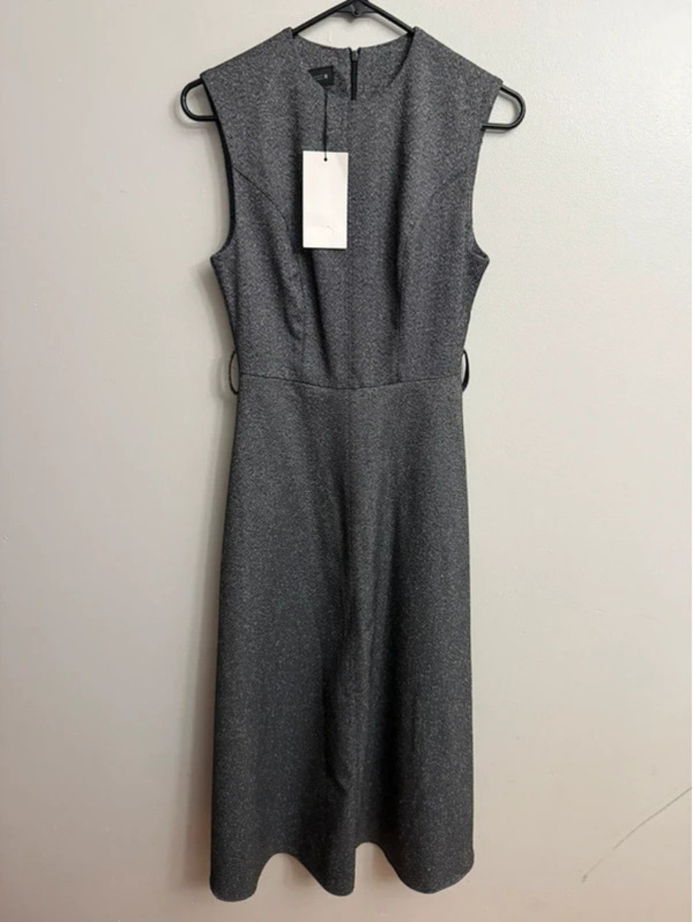 NWT Zara Gray Sleeveless Tweed Knit Midi Dress XS